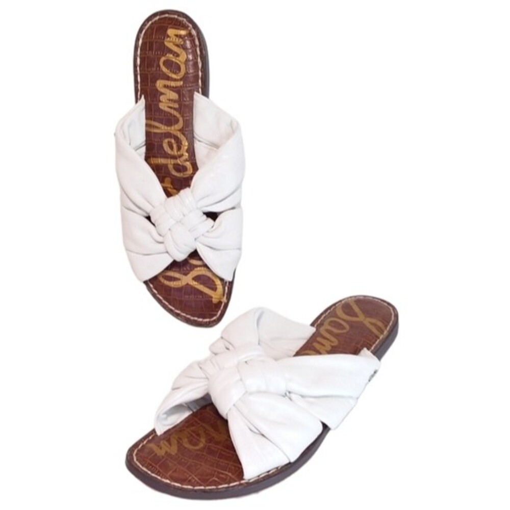 SAM EDELMAN Garson White Leather Slide sandals